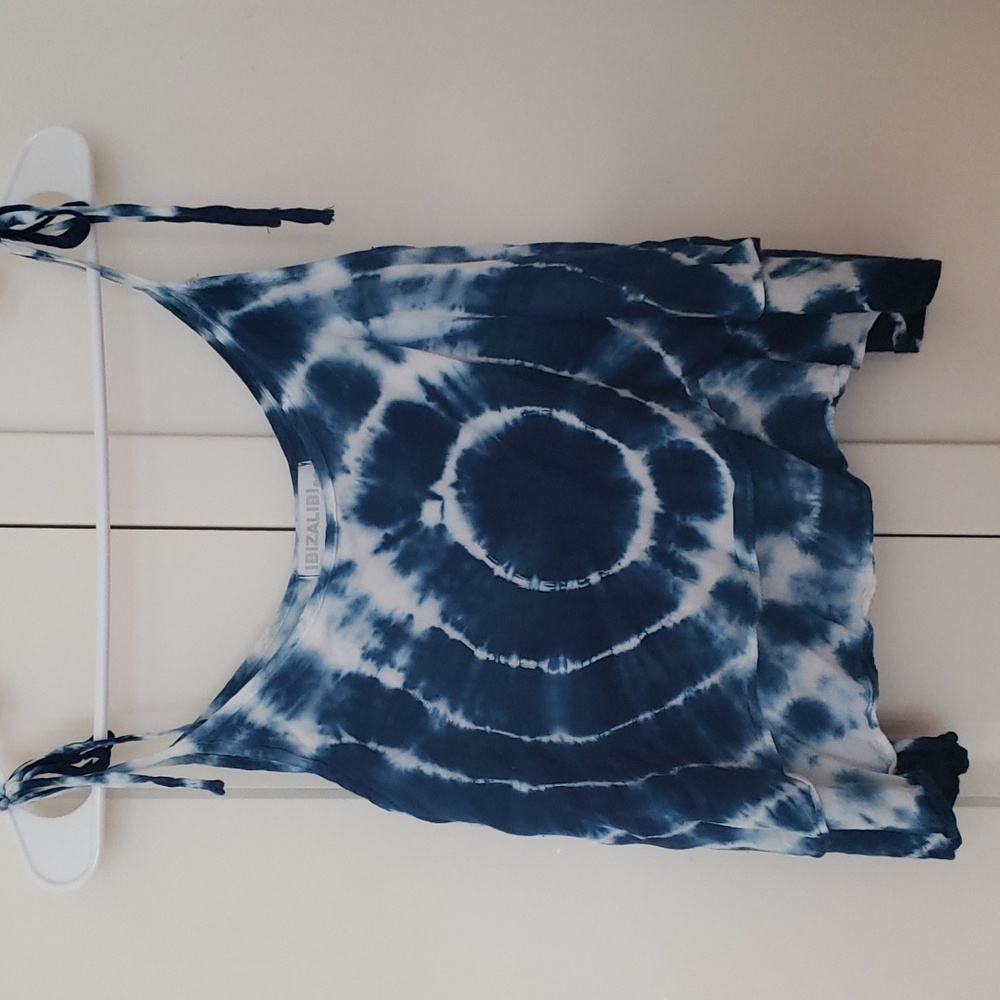 Ibizalibi Blue White Tie Dye Tank Top Size Small